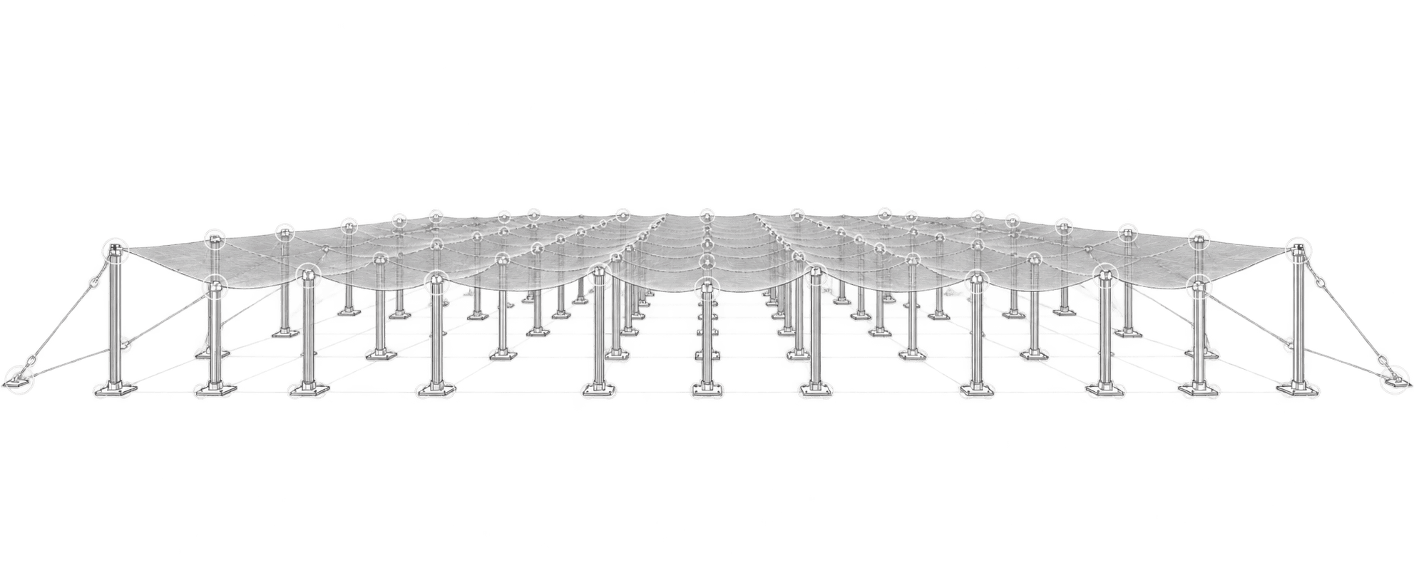 Technical render of a PEO structure highlighting a service and maintenance connection point