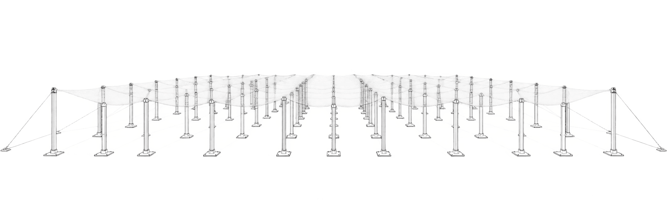 Technical render of a PEO steel structural framework
